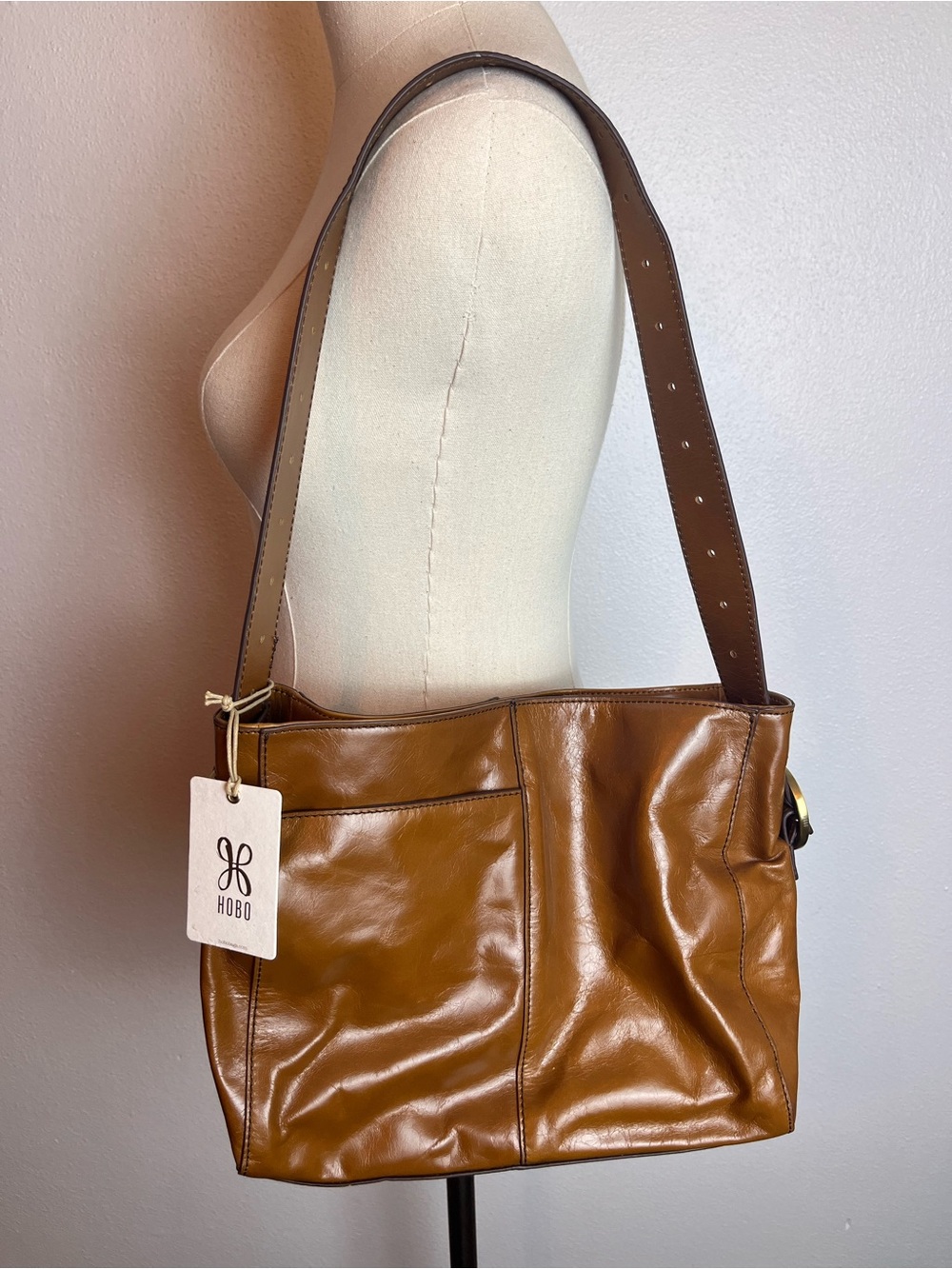 HOBO Cognac Leather Shoulder Bag Purse